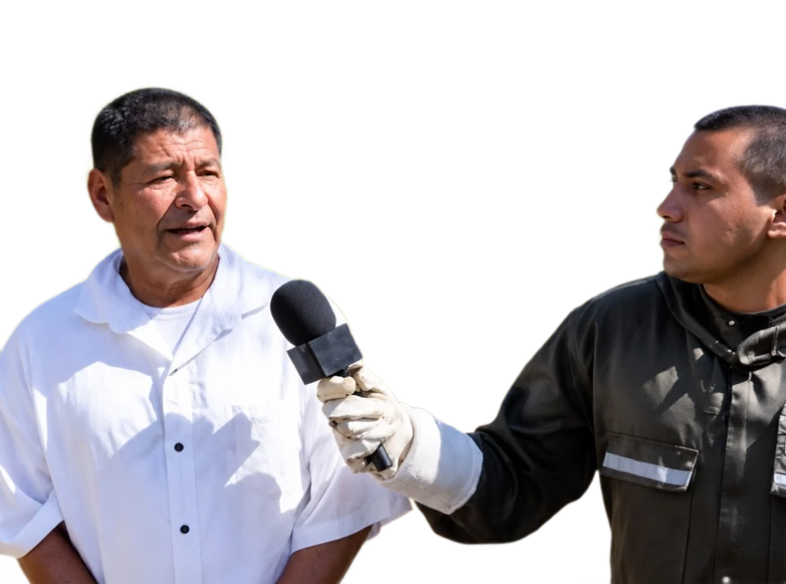 Entrevista en campo junto a un huerto